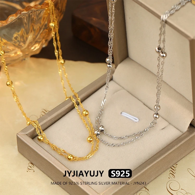 JYJIAYUJY 100% цельное оригинальное ожерелье из стерлингового серебра S925, 45 см, цепочка 4 мм, двухслойная цепочка с золотой фасолью, ювелирные изделия, подарок на каждый день JYN243
JYJIAYUJY 100% цельное оригинальное ожерелье из стерлингового серебра S925, 45 см, цепочка 4 мм, двухслойная цепочка с золотой фасолью, ювелирные изделия, подарок на каждый день JYN243