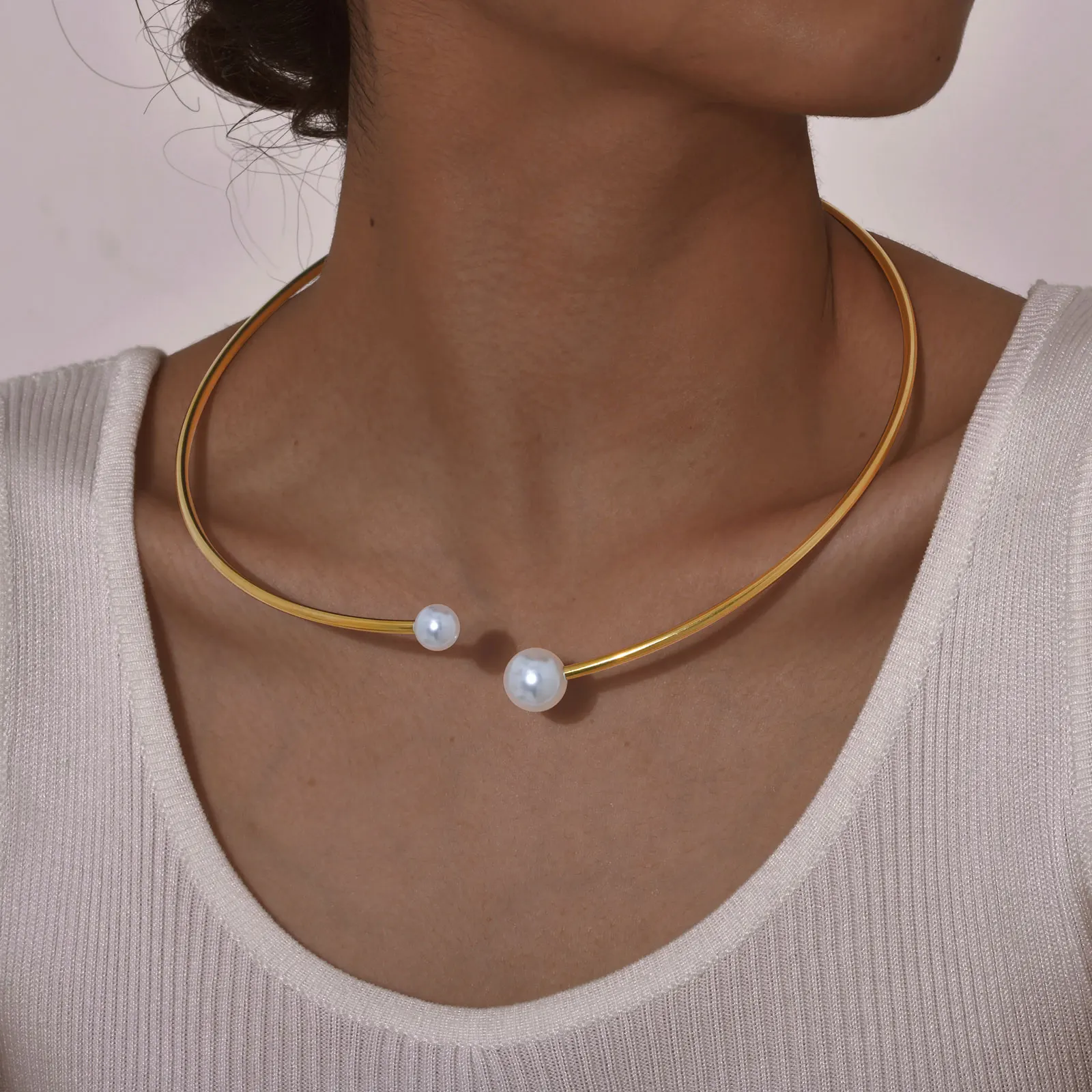 Elegant Round Imitation Pearl Opening Collar for Women,Gold Color Stainless Steel Necklace,Geometric Jewelry Mother's Day Gift
Elegant Round Imitation Pearl Opening Collar for Women,Gold Color Stainless Steel Necklace,Geometric Jewelry Mother's Day Gift