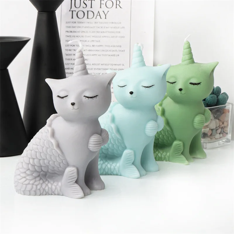3D Mermaid Unicorn Cat Candle Silicone Mold Mermaid Cat Cake Chocolate Silicone Mold Home Decoration Resin Mold
3D Mermaid Unicorn Cat Candle Silicone Mold Mermaid Cat Cake Chocolate Silicone Mold Home Decoration Resin Mold