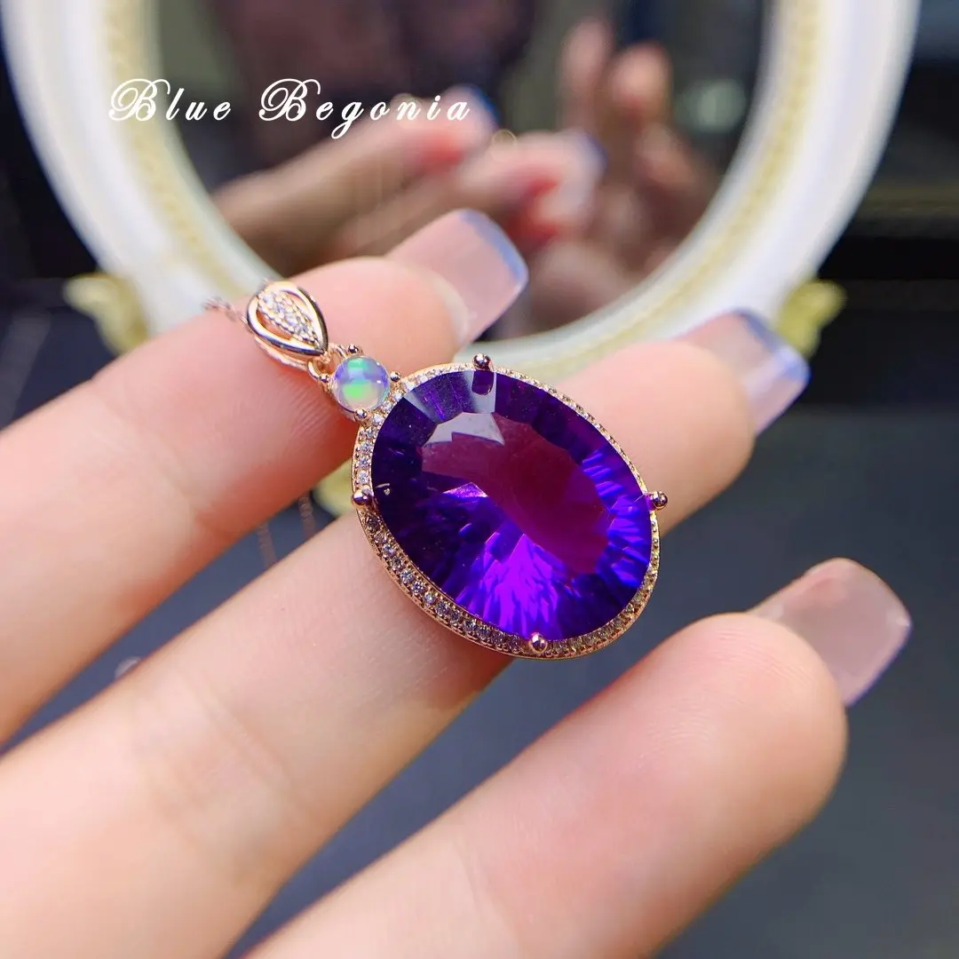 Big Amethyst Pendant for Women Anniversary Gift 15*20MM Gemstone Necklace Fine Jewelry 925 Sterling Silver
Big Amethyst Pendant for Women Anniversary Gift 15*20MM Gemstone Necklace Fine Jewelry 925 Sterling Silver