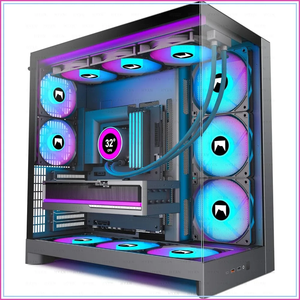 H2 (2026) HYXN ATX PC Case, Pre-installed 8 PWM ARGB Fans, Large Dual-Chamber Mid-Tower, 420mm Radiator Support, Type-C 3.2
H2 (2026) HYXN ATX PC Case, Pre-installed 8 PWM ARGB Fans, Large Dual-Chamber Mid-Tower, 420mm Radiator Support, Type-C 3.2