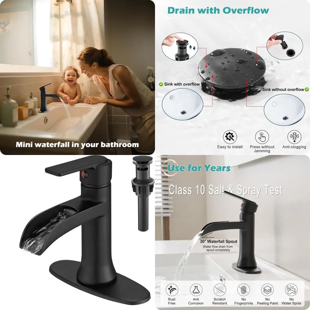 Современный матовый черный смеситель-водопад с 1 или 3 отверстиями и сливом для 4 раковин, латунь, подходит для ванных комнат в туалетных комнатах и автодомах
Современный матовый черный смеситель-водопад с 1 или 3 отверстиями и сливом для 4 раковин, латунь, подходит для ванных комнат в туалетных комнатах и автодомах