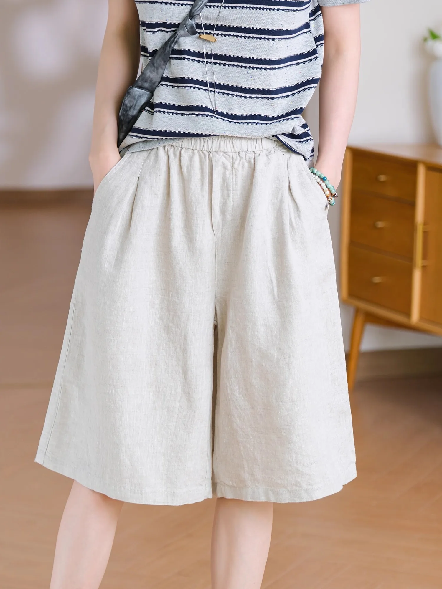 Slimming Effect Linen orts Elastic Waist Five-Point Lightweight Breathable Faionable Women's Casual Pants Korean Sle
Slimming Effect Linen orts Elastic Waist Five-Point Lightweight Breathable Faionable Women's Casual Pants Korean Sle