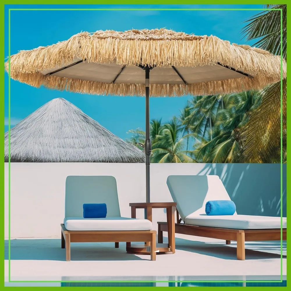 8FT Tiki Umbrella, Patio Umbrella Thatched, Outdoor Umbrella with UPF 50+, Zinc Alloy Push Button Tilt for Pool Backyard
8FT Tiki Umbrella, Patio Umbrella Thatched, Outdoor Umbrella with UPF 50+, Zinc Alloy Push Button Tilt for Pool Backyard