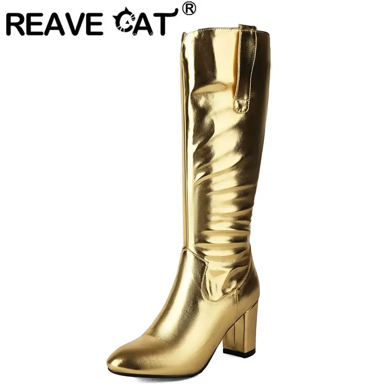 REAVE CAT Brand Sexy Female Knee High Boots Round Toe Block Heels 8cm Zipper Plus Size 44 45 46 Fashion Dating Party Winter Bota
REAVE CAT Brand Sexy Female Knee High Boots Round Toe Block Heels 8cm Zipper Plus Size 44 45 46 Fashion Dating Party Winter Bota