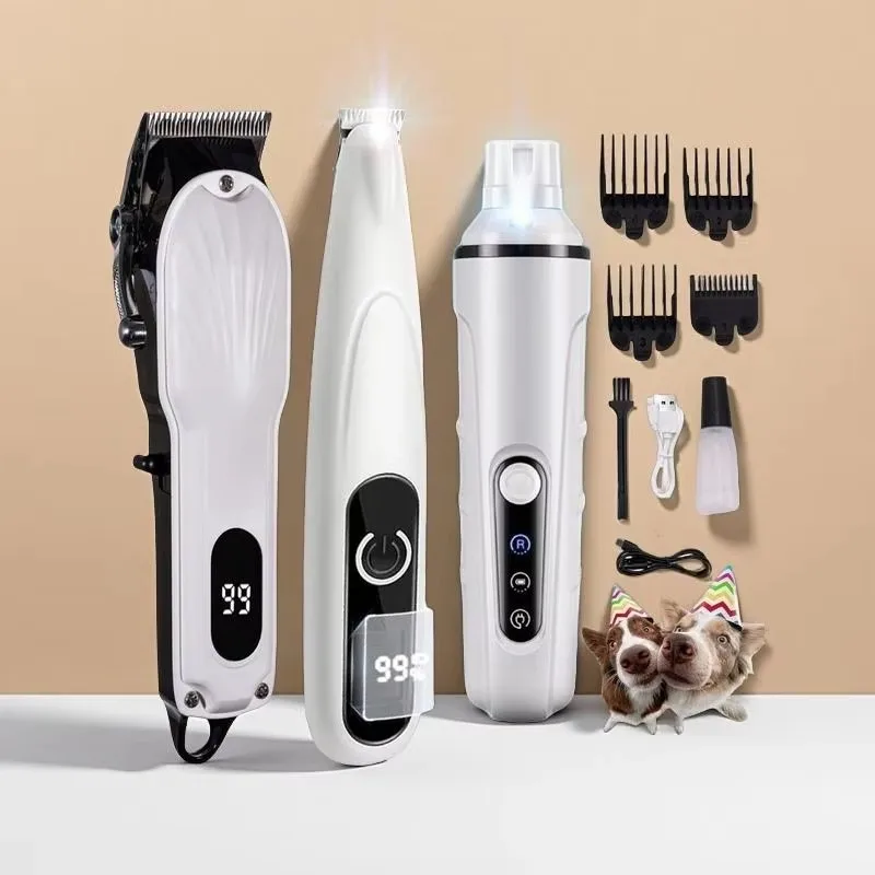 Set of 3 Fully Equipped Electric Nail and Hair Trimmers for Pets Strong Power Low Noise Rechargeable Pet Grooming Products
Set of 3 Fully Equipped Electric Nail and Hair Trimmers for Pets Strong Power Low Noise Rechargeable Pet Grooming Products