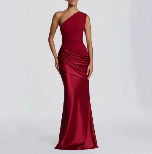 Women's Dress Summer New Elegant Temperament Style Slanted Collar Pleated Design Silk Sleeveless Hip Wrapped Fish Tail Dress
Women's Dress Summer New Elegant Temperament Style Slanted Collar Pleated Design Silk Sleeveless Hip Wrapped Fish Tail Dress