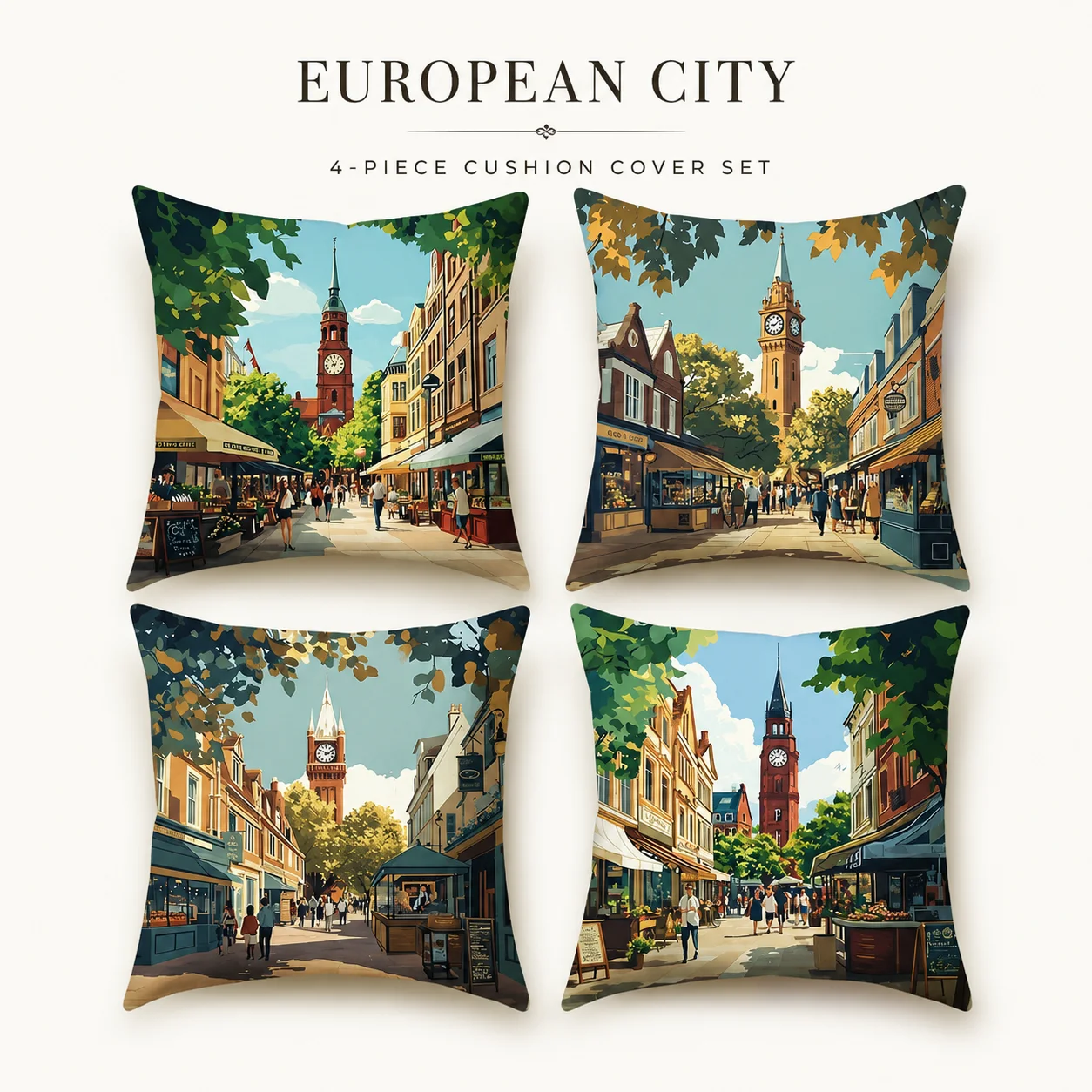Aesthetic European Street Scene 4 Pcs Set 2D Flat Printed Peach Skin Cushion Covers Coussin Artistic Room Decor Throw Pillows
Aesthetic European Street Scene 4 Pcs Set 2D Flat Printed Peach Skin Cushion Covers Coussin Artistic Room Decor Throw Pillows