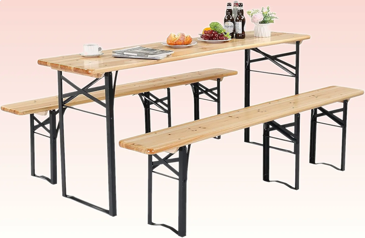 VINGLI 70 Inch Folding Picnic Table with Benches Set, Weather-Resistant Portable Wooden BBQ Camping Table
VINGLI 70 Inch Folding Picnic Table with Benches Set, Weather-Resistant Portable Wooden BBQ Camping Table