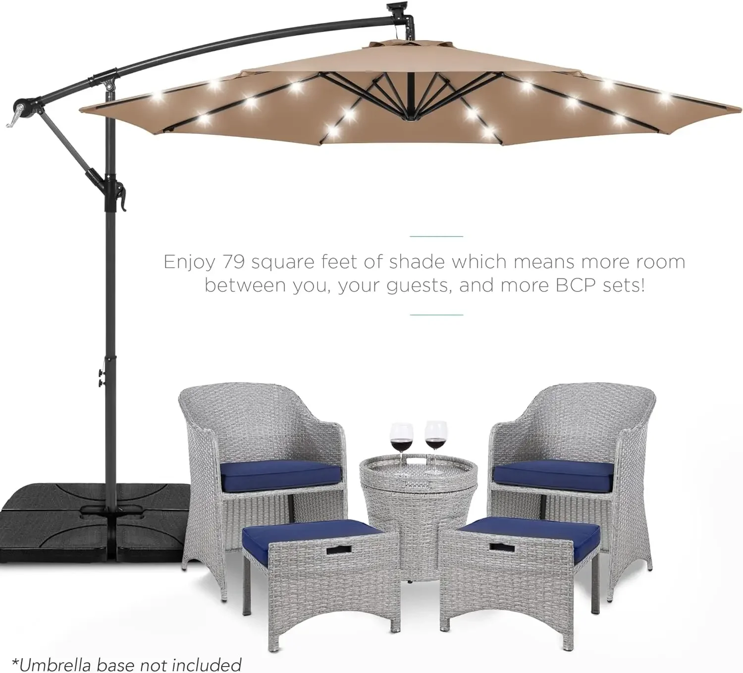 10ft Solar LED Offset Hanging Market Patio Umbrella for Backyard, Poolside, Lawn and Garden w/Easy Tilt Adjustment
10ft Solar LED Offset Hanging Market Patio Umbrella for Backyard, Poolside, Lawn and Garden w/Easy Tilt Adjustment