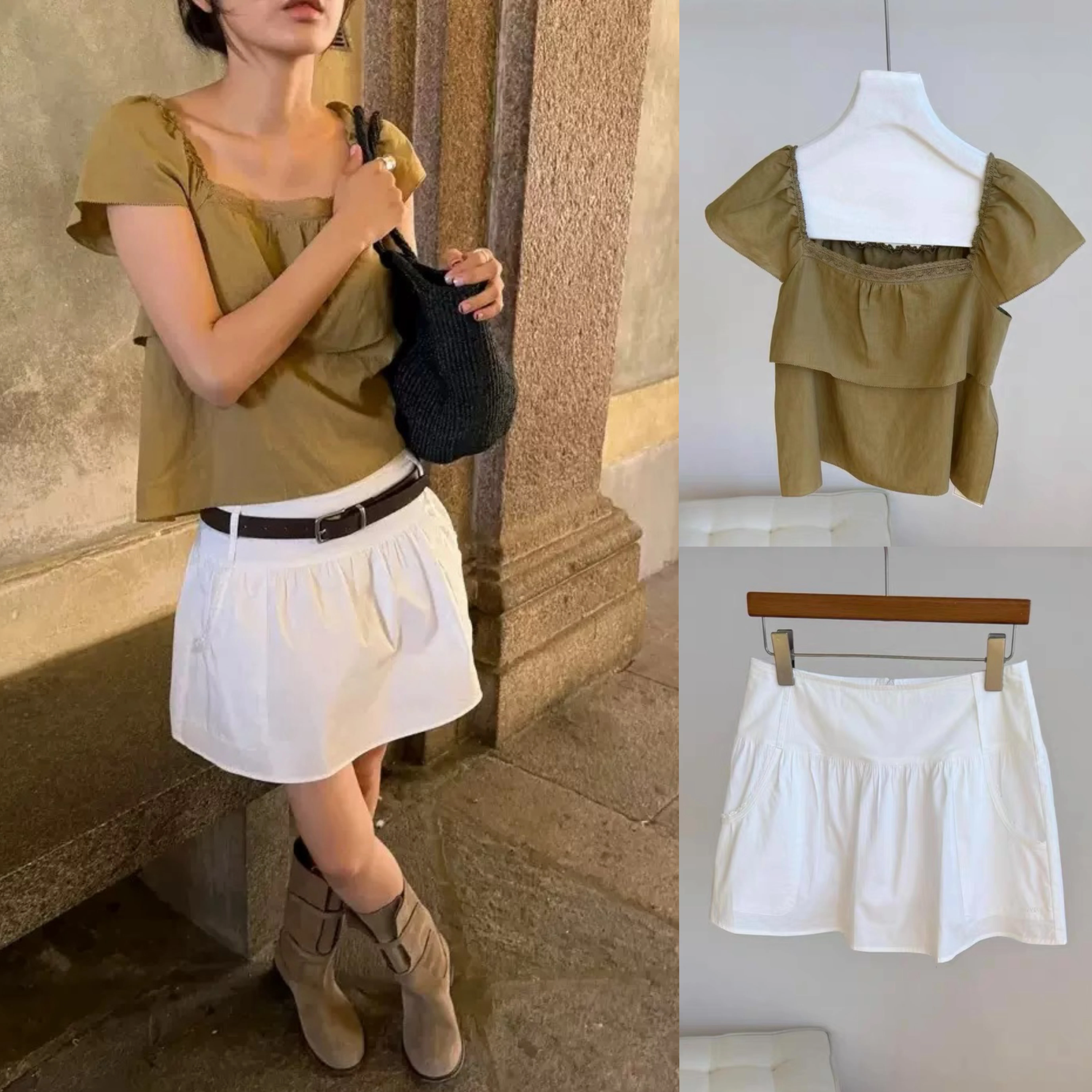 Howus Anti-Aging Set Square Collar Lace Splicing Short Sleeve A-Line White Versatile Skirt Summer New Arrival Women's Fa...
Howus Anti-Aging Set Square Collar Lace Splicing Short Sleeve A-Line White Versatile Skirt Summer New Arrival Women's Fa...