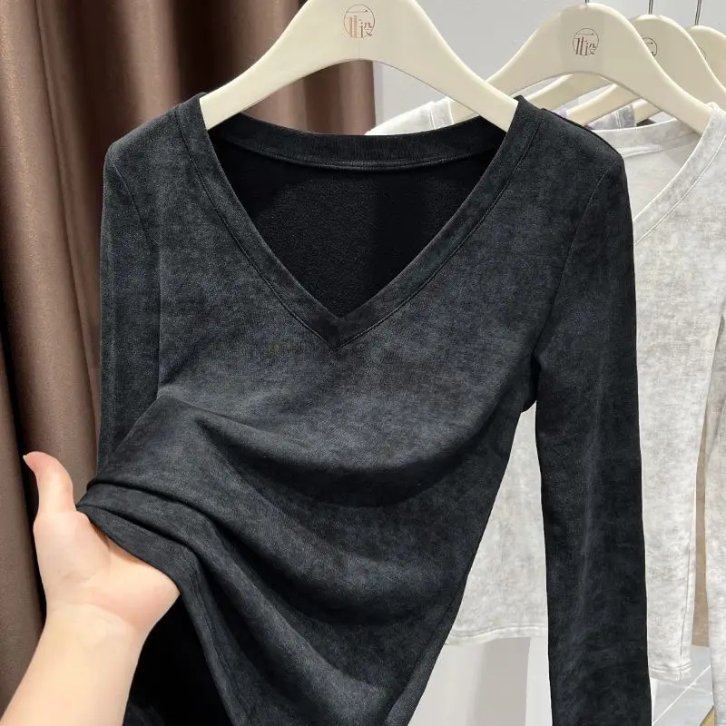 V Neck Solid High Street Pullovers Top Spring Autumn Long Sleeve Simplicity Tie Dye Trend T Shirts Casual Fashion Women Clothing
V Neck Solid High Street Pullovers Top Spring Autumn Long Sleeve Simplicity Tie Dye Trend T Shirts Casual Fashion Women Clothing