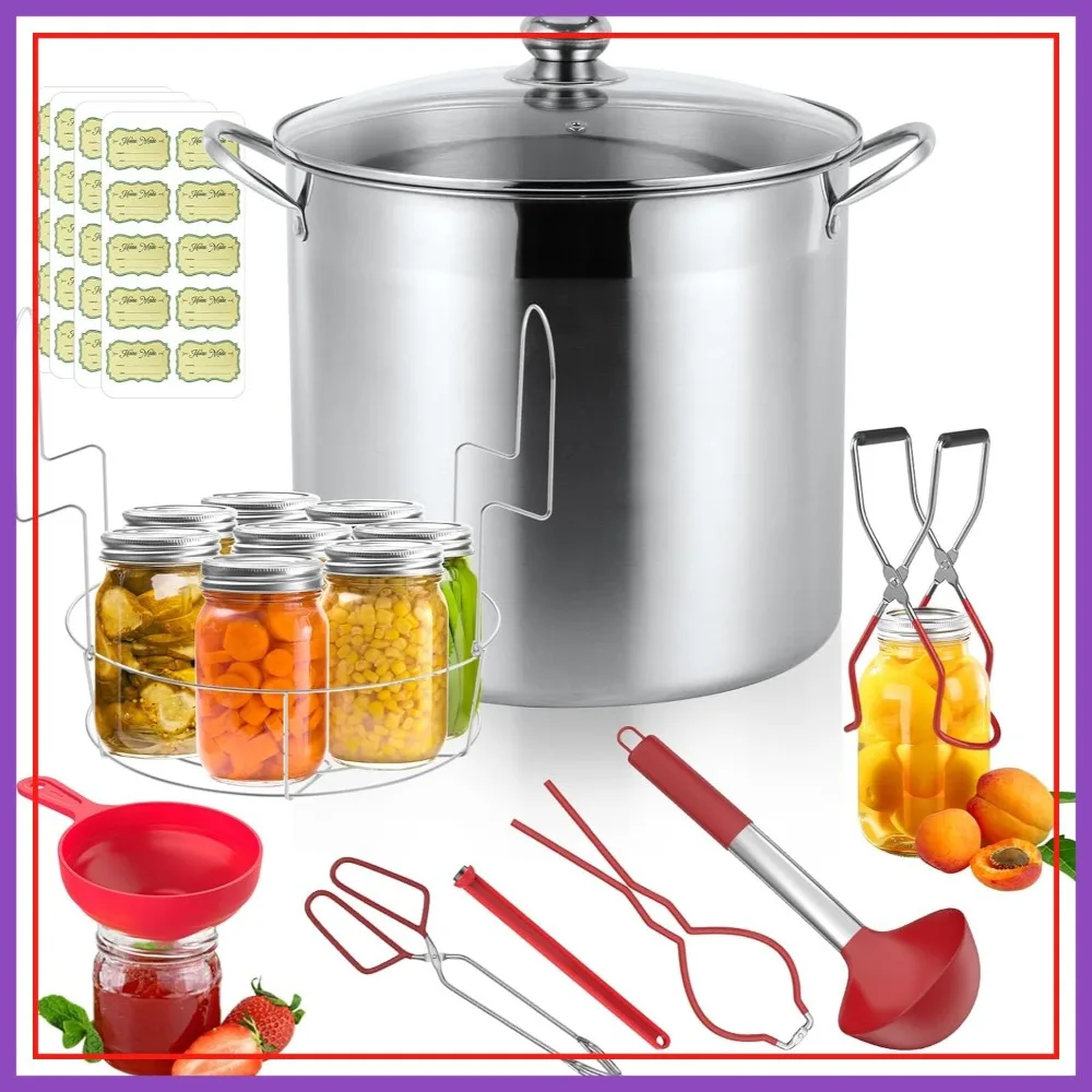 21.5 QT Stainless Steel Canning Pot with Lid, Rack & Tools Set, Water Bath Canner for Beginners
21.5 QT Stainless Steel Canning Pot with Lid, Rack & Tools Set, Water Bath Canner for Beginners