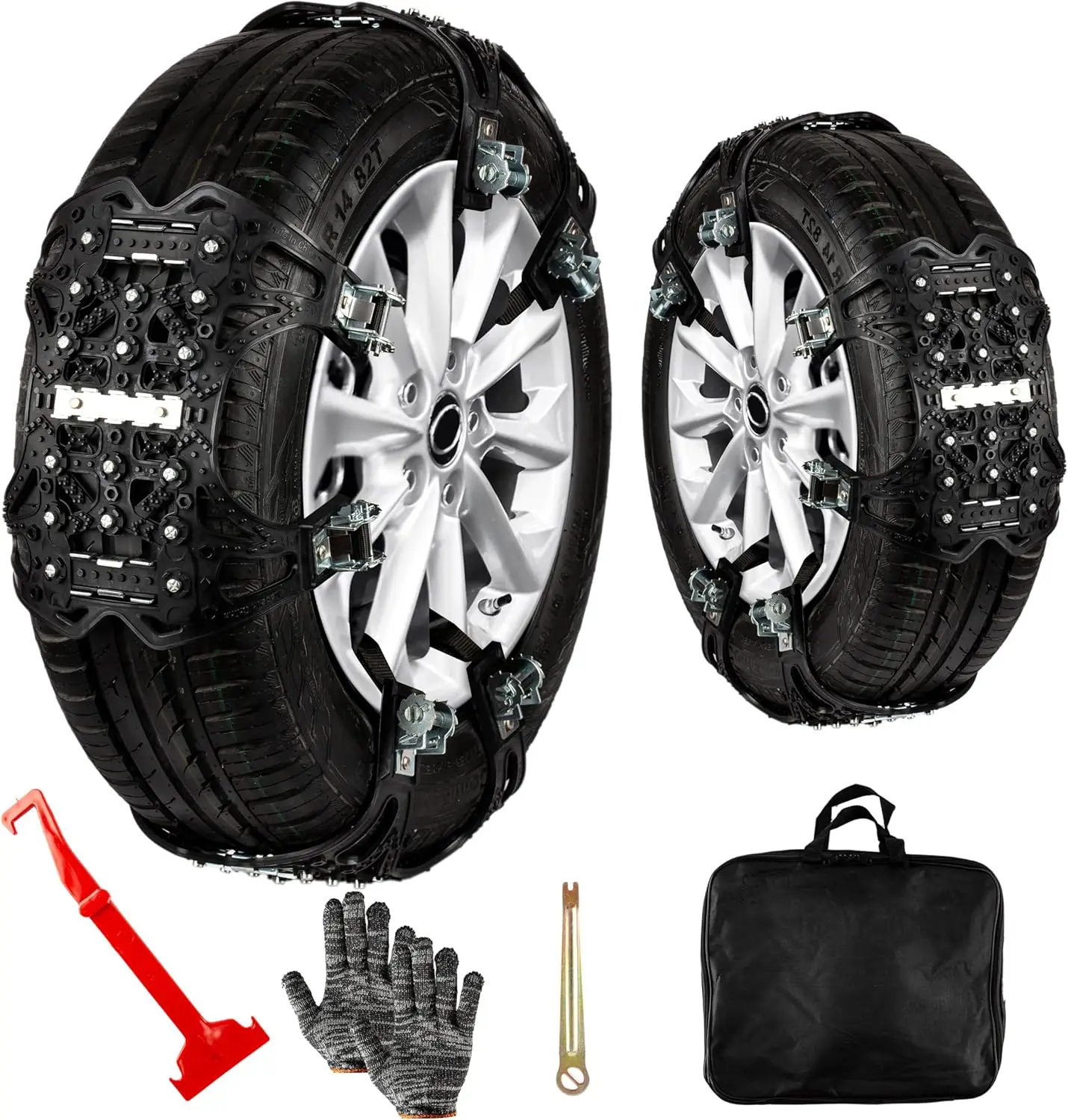 6-Pack All-Season Black Tire Snow Chains for Cars, SUVs, Trucks - Easy Install, Durable Anti-Skid
6-Pack All-Season Black Tire Snow Chains for Cars, SUVs, Trucks - Easy Install, Durable Anti-Skid