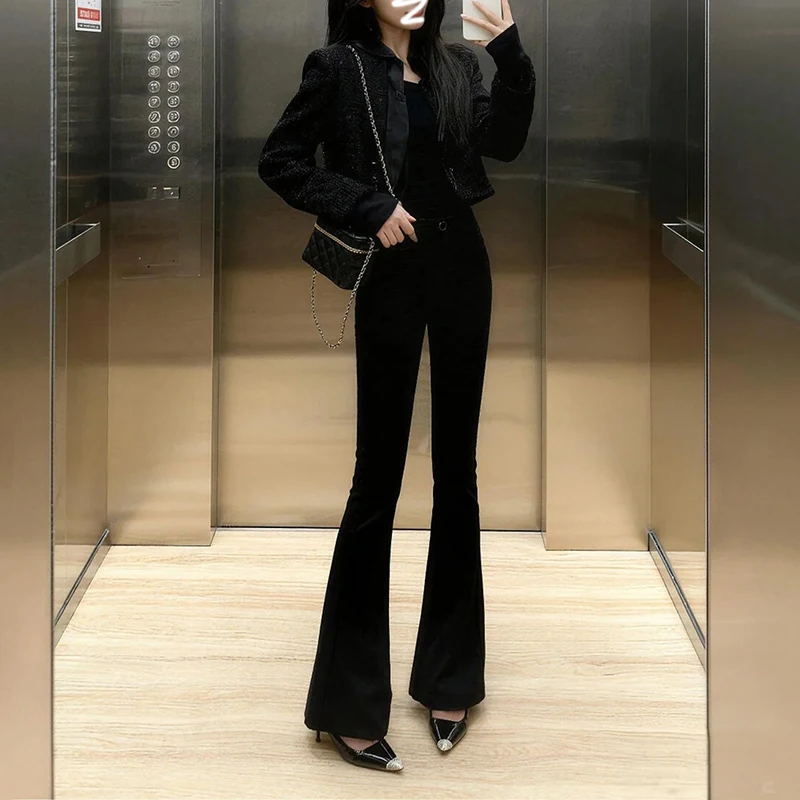 Fleece Lined High Waist Bell Bottom Jeans Women's Short Size 145cm Slimming Warm Winter Floor Length Bell Pants
Fleece Lined High Waist Bell Bottom Jeans Women's Short Size 145cm Slimming Warm Winter Floor Length Bell Pants