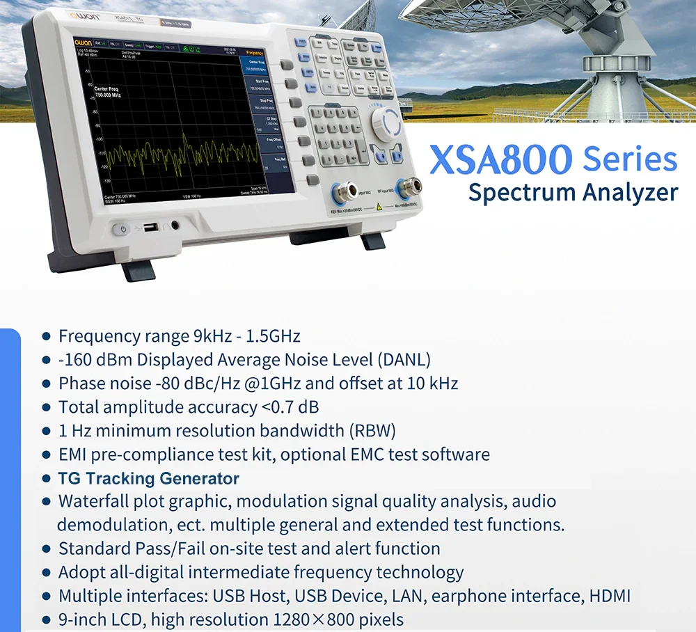 OWON-High Frequency Spectrum Analyzer XSA Series XSA805 810 815 Digital Spectrum Analyzer, 9 Inch LCD, 1Hz Resolution Bandwidth
OWON-High Frequency Spectrum Analyzer XSA Series XSA805 810 815 Digital Spectrum Analyzer, 9 Inch LCD, 1Hz Resolution Bandwidth