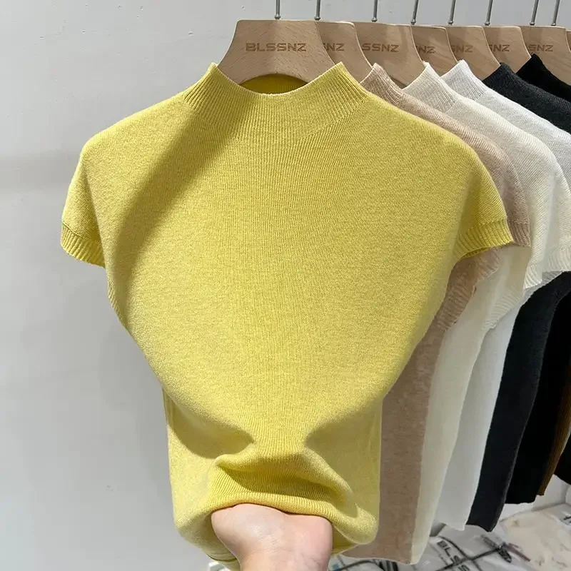 Semi-high Neck Flying Sleeve Knitwear Top Women's Spring 2025 New Slim Sleeveless Top Undershirt Women's Underwear Top
Semi-high Neck Flying Sleeve Knitwear Top Women's Spring 2025 New Slim Sleeveless Top Undershirt Women's Underwear Top