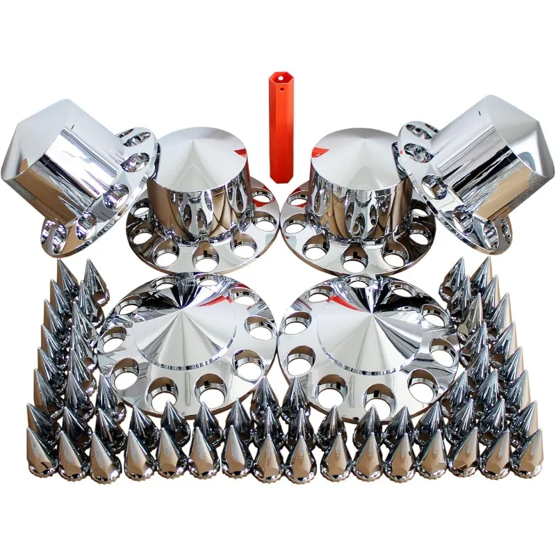 ABS Complete Axle Cover Set with Hub Caps and 33mm Screw-On Spiked Lug Nut Covers for Semi Trucks (2 Front and 4 Rear)
ABS Complete Axle Cover Set with Hub Caps and 33mm Screw-On Spiked Lug Nut Covers for Semi Trucks (2 Front and 4 Rear)