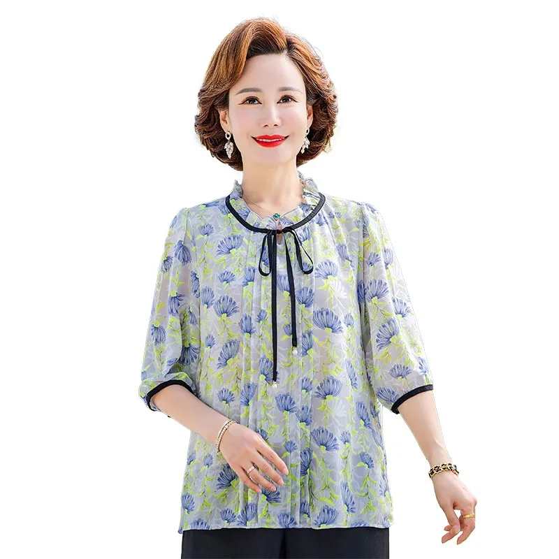 Floral Half Sleeve Chiffon Shirts Loose Blouses Spring Summer Prined Casual Bow Lace Up O-Neck Korean Elegant Fashion Tops
Floral Half Sleeve Chiffon Shirts Loose Blouses Spring Summer Prined Casual Bow Lace Up O-Neck Korean Elegant Fashion Tops