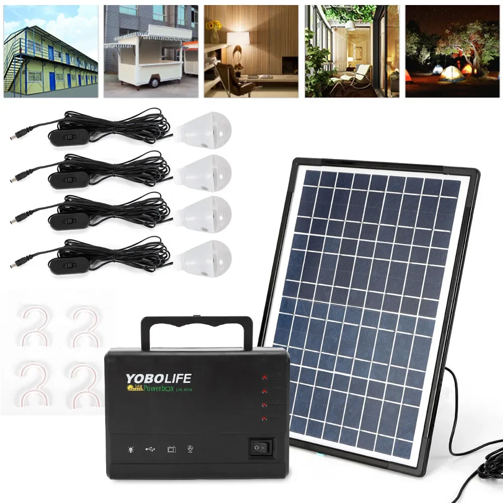 Portable Power Station with Solar Panel Outdoor Generator for Home and Camping with 4 LED Bulbs USB Charging
Portable Power Station with Solar Panel Outdoor Generator for Home and Camping with 4 LED Bulbs USB Charging