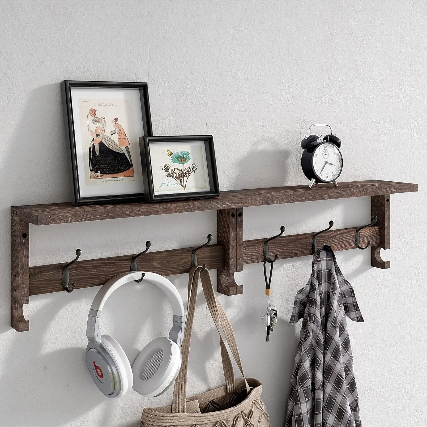 Wood Coat Hooks Wall Mounted With Shelf, 31.5 Inch Entryway Rack With 10 Hooks Brown
Wood Coat Hooks Wall Mounted With Shelf, 31.5 Inch Entryway Rack With 10 Hooks Brown
