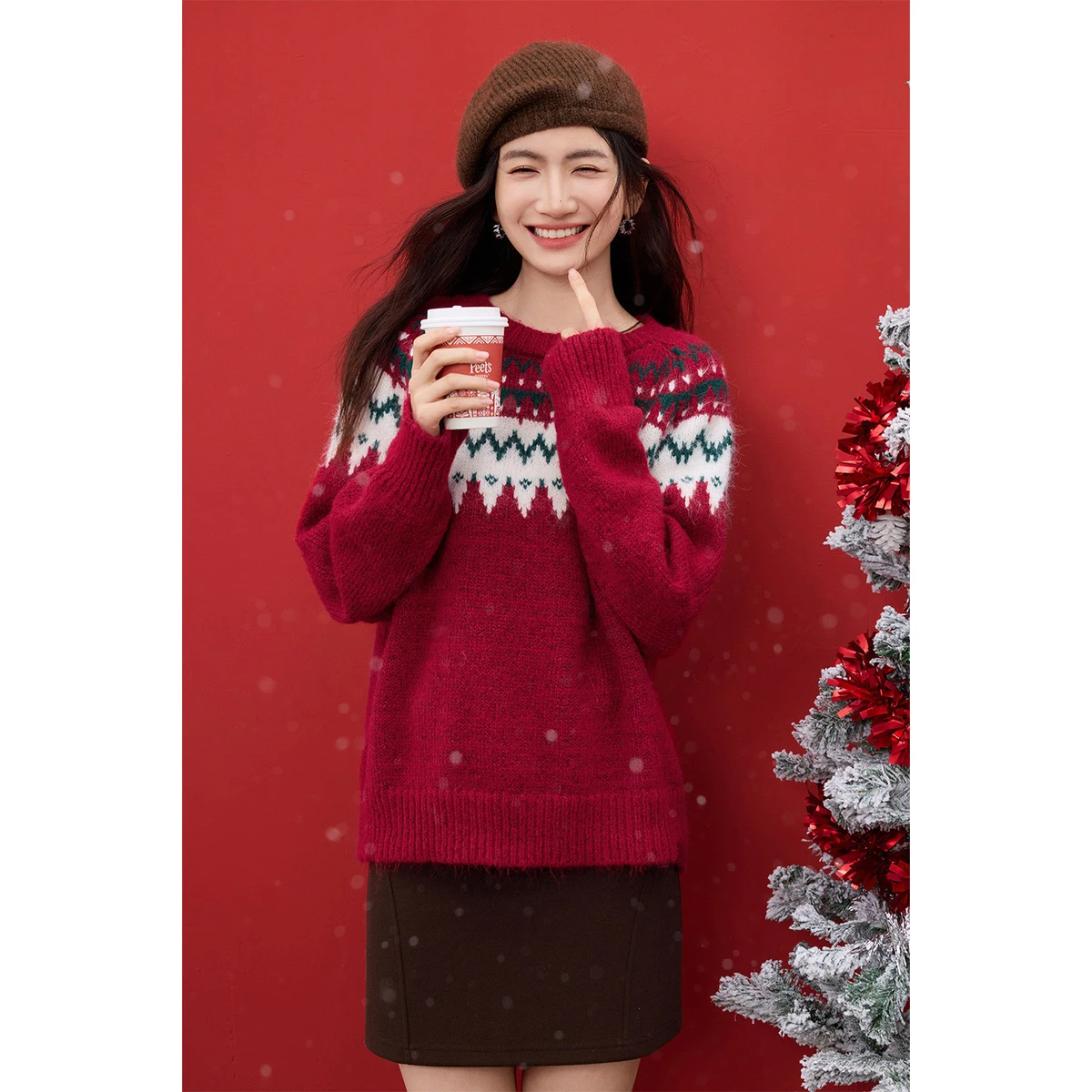 SENTUBILA Women's Red Sweater Wool Blend Round Neck Loose Knitwear Long Sleeve Tops 2026 Winter Clothing Chrismas W54EE5750
SENTUBILA Women's Red Sweater Wool Blend Round Neck Loose Knitwear Long Sleeve Tops 2026 Winter Clothing Chrismas W54EE5750