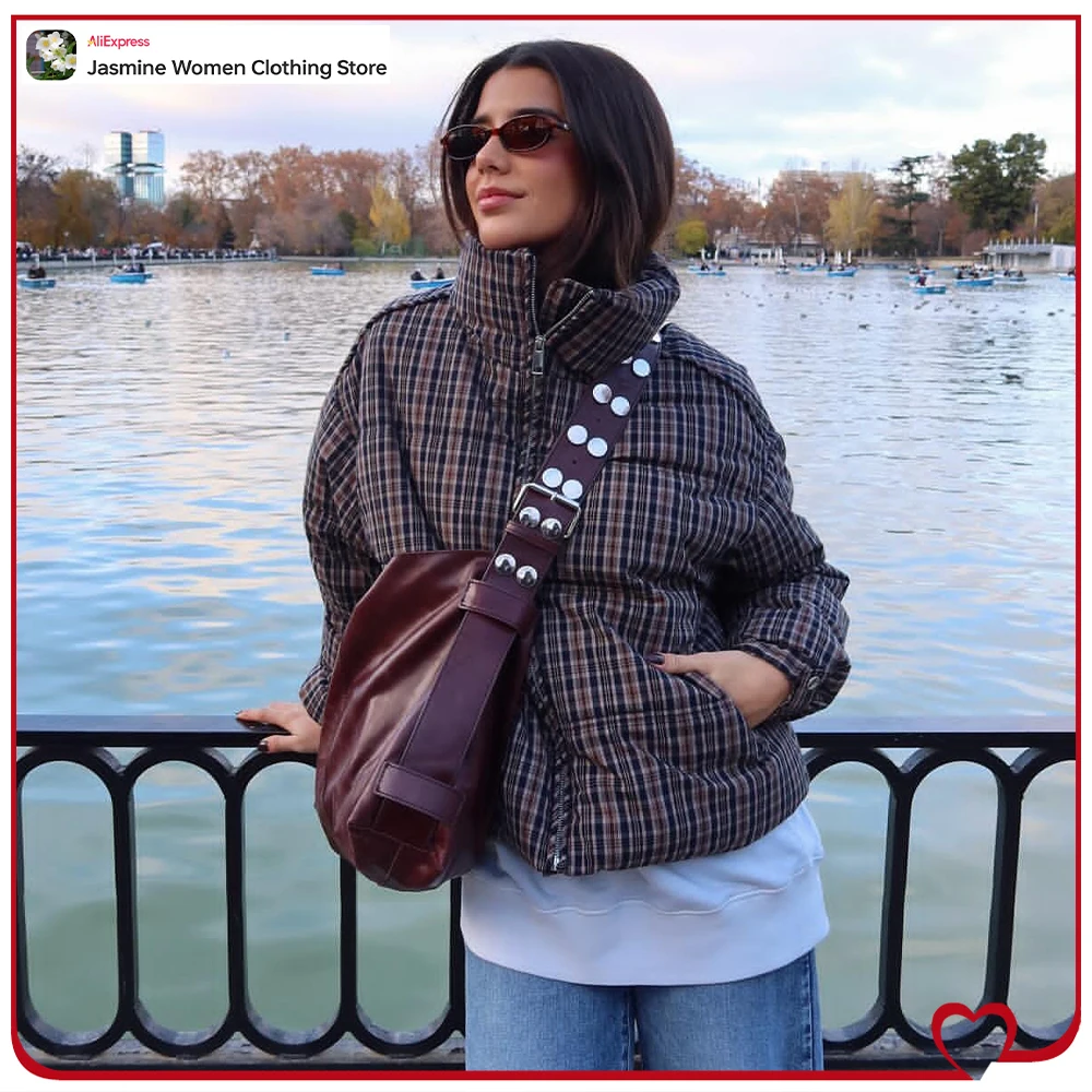 Winter Vintage High Neck Padded Jackets for Women Comfy Plaid Puffer Anorak with Adjustable Hem Warm Long Sleeves Zippered Coats
Winter Vintage High Neck Padded Jackets for Women Comfy Plaid Puffer Anorak with Adjustable Hem Warm Long Sleeves Zippered Coats