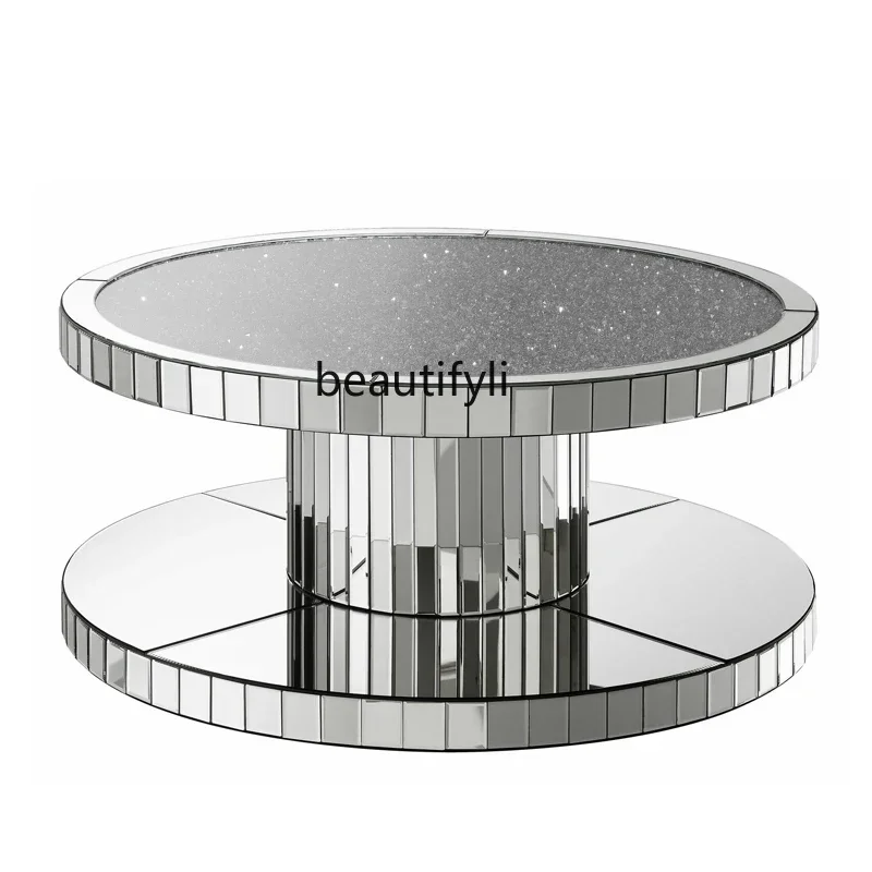 Light luxury modern simple mirror coffee table, new glass coffee table next to the living room home sofa
Light luxury modern simple mirror coffee table, new glass coffee table next to the living room home sofa