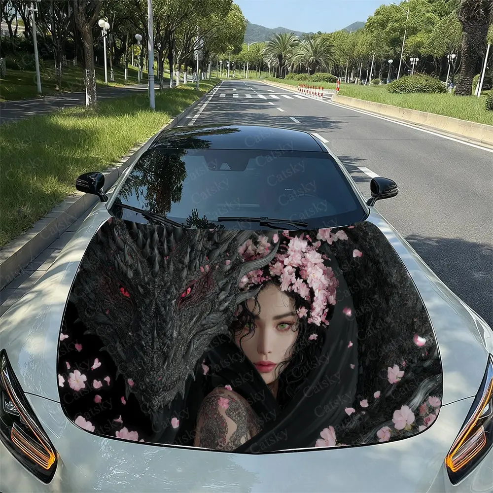Black Dragon & Cherry Blossom Goddess Car Vinyl Wrap, PVC Waterproof Car Hood Sticker, Self-Adhesive Scratch-Resistant Stickers
Black Dragon & Cherry Blossom Goddess Car Vinyl Wrap, PVC Waterproof Car Hood Sticker, Self-Adhesive Scratch-Resistant Stickers