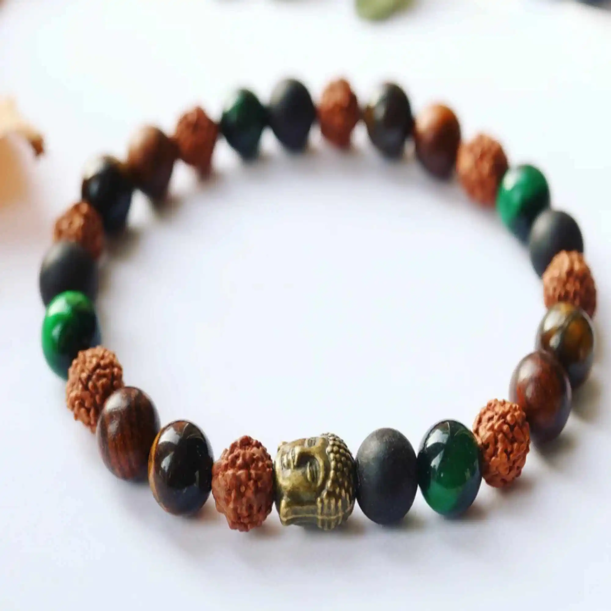 8mm Rudraksha Green Tiger's Eye Bronze Buddha Beads Bracelet National Style Classic Wrist Buddhism Prayer
8mm Rudraksha Green Tiger's Eye Bronze Buddha Beads Bracelet National Style Classic Wrist Buddhism Prayer