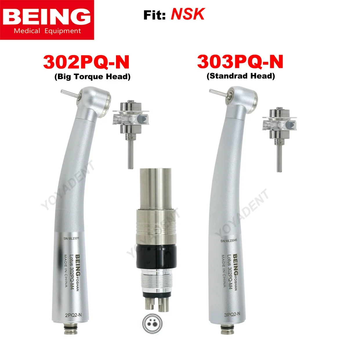 BEING Dental Handpiece High Speed Turbine Standrad/Torque Head 4 Holes Coupler Fit NSK Machlite/Phatelus Coupling
BEING Dental Handpiece High Speed Turbine Standrad/Torque Head 4 Holes Coupler Fit NSK Machlite/Phatelus Coupling