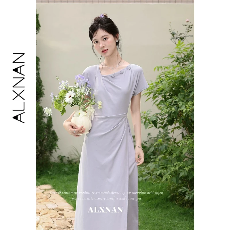ALXNAN Purple Dress Oblique Neck 3D Flower Waist Ruched Long Dress Women Summer New Elegant Fashion Casual Female Dresses L65313
ALXNAN Purple Dress Oblique Neck 3D Flower Waist Ruched Long Dress Women Summer New Elegant Fashion Casual Female Dresses L65313