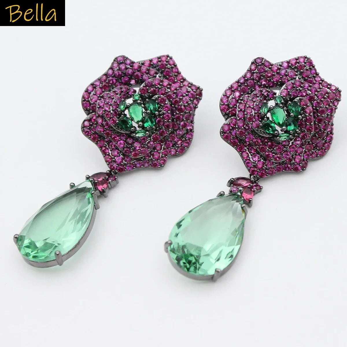 Purple Rose Flower Earrings Shiny Zircon Green Water Drop Earrings bride Wedding Jewelry Gift Female Dropshipping
Purple Rose Flower Earrings Shiny Zircon Green Water Drop Earrings bride Wedding Jewelry Gift Female Dropshipping