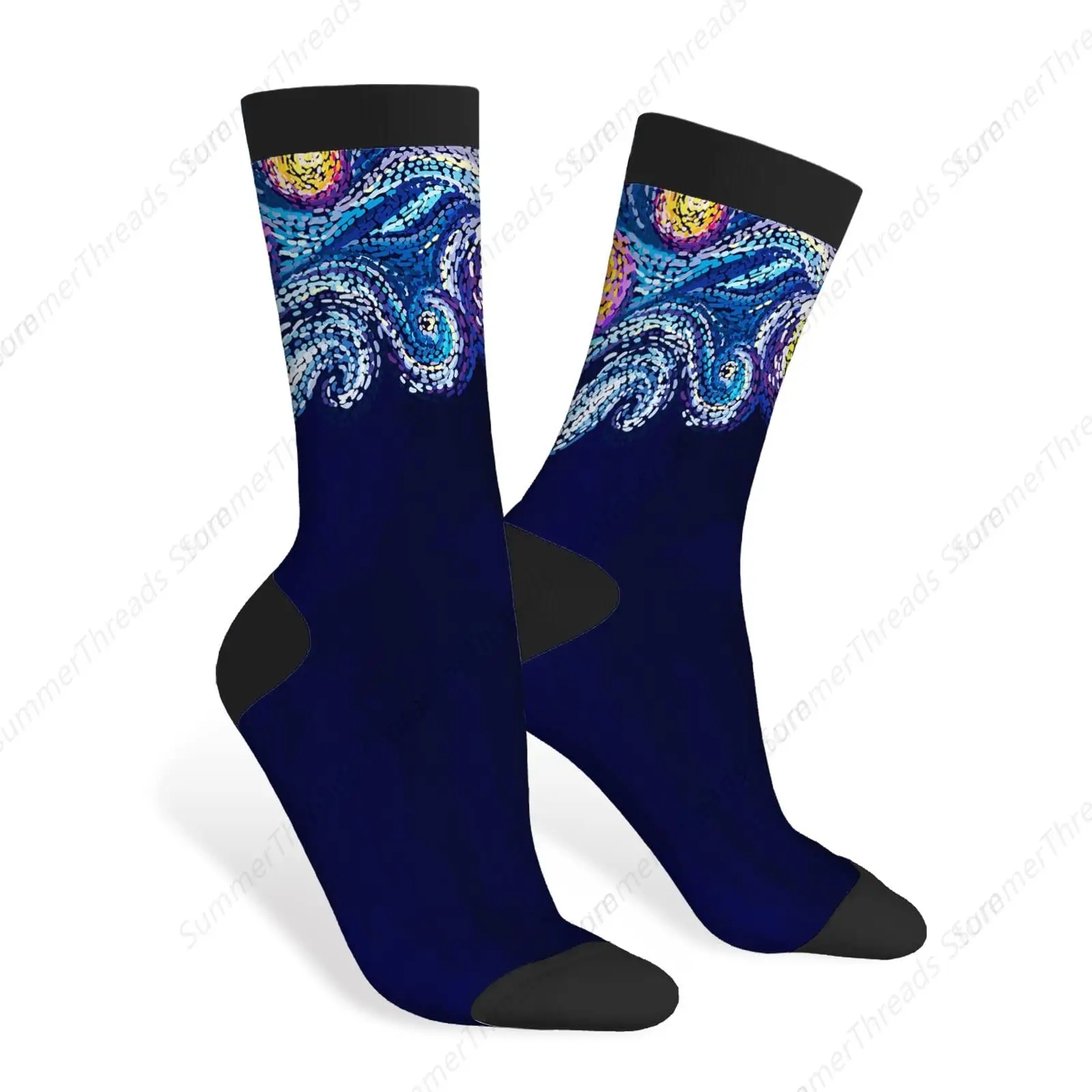 Ночное небо со звездами, забавные носки, художественное звездное небо, импрессионизм, стиль краски и очки, новинка, повседневные носки для экипажа
Ночное небо со звездами, забавные носки, художественное звездное небо, импрессионизм, стиль краски и очки, новинка, повседневные носки для экипажа