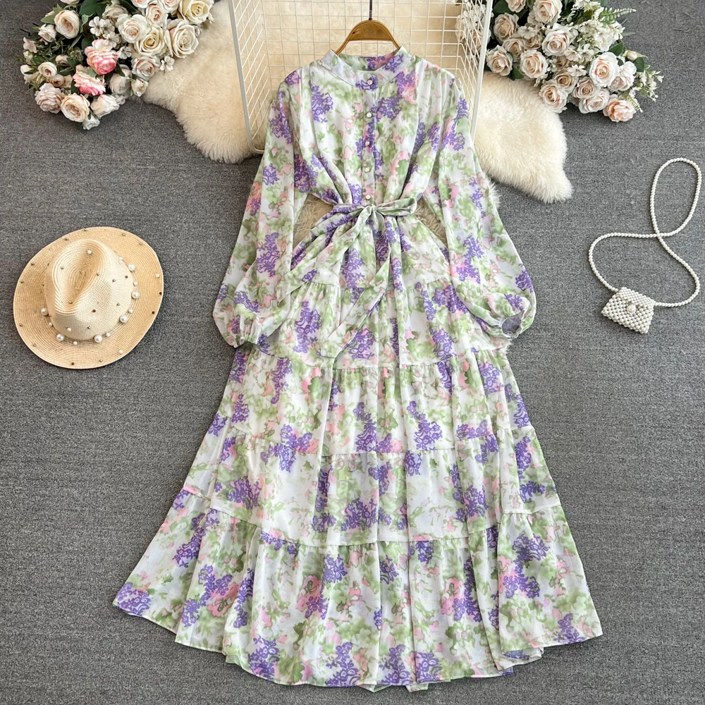Retro Print Elegant Dress A-line Puff Sleeve Half High Collar Vacation Party Dress Women Autumn Spring Vestidos
Retro Print Elegant Dress A-line Puff Sleeve Half High Collar Vacation Party Dress Women Autumn Spring Vestidos