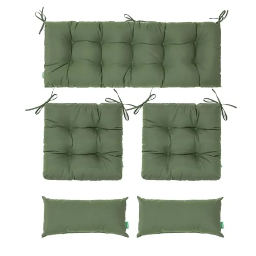 Outdoor Wicker Chair Cushions of 5PiecesTufted Patio Bench Cushions and 2Seat Cushions with Ties 2Lumber Pillows Waterproof Cus
Outdoor Wicker Chair Cushions of 5PiecesTufted Patio Bench Cushions and 2Seat Cushions with Ties 2Lumber Pillows Waterproof Cus