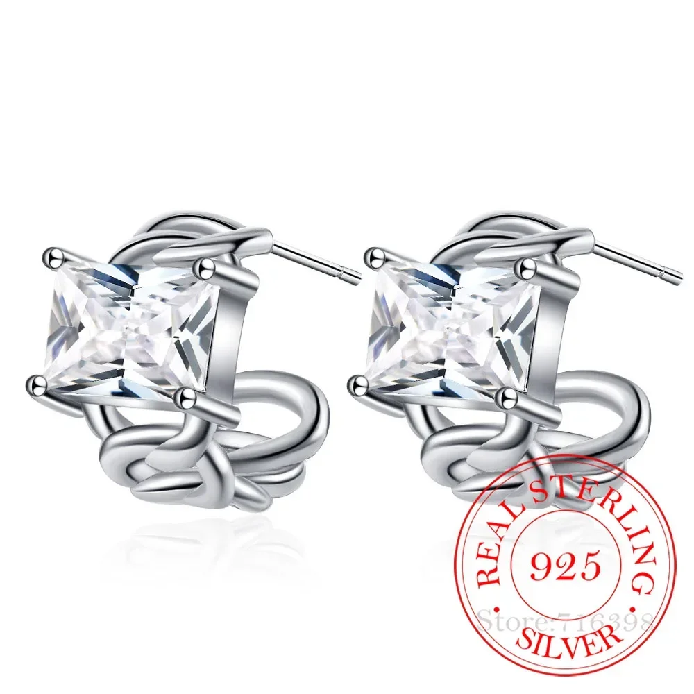 Original 925 Sterling Silver Crystal Geometric Chain Stud Earrings For Women Girls Wedding Party Jewelry Gift Female Pendientes
Original 925 Sterling Silver Crystal Geometric Chain Stud Earrings For Women Girls Wedding Party Jewelry Gift Female Pendientes
