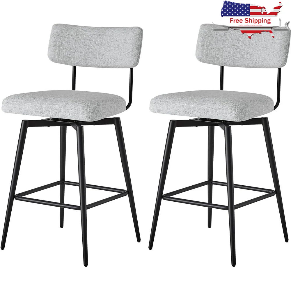 Swivel Counter Height Bar Stools Set of 2 Comfortable Upholstered Chairs with Back Durable Metal Base Easy to Clean 360 Degree
Swivel Counter Height Bar Stools Set of 2 Comfortable Upholstered Chairs with Back Durable Metal Base Easy to Clean 360 Degree