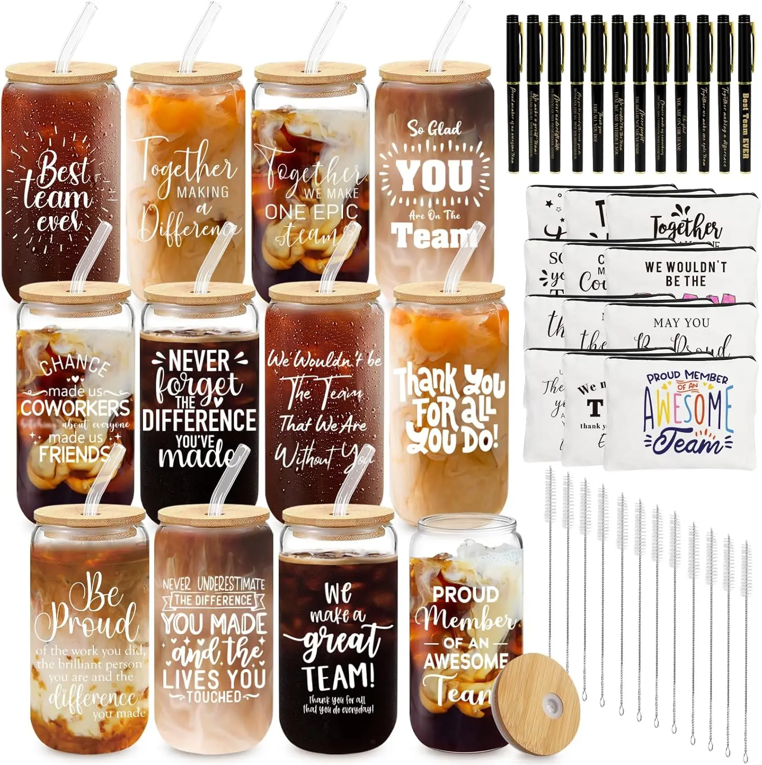 Набор из 12 подарков для сотрудников оптом: для коллег, учителей, медсестер — стеклянные стаканы, косметички, ручки
Набор из 12 подарков для сотрудников оптом: для коллег, учителей, медсестер — стеклянные стаканы, косметички, ручки