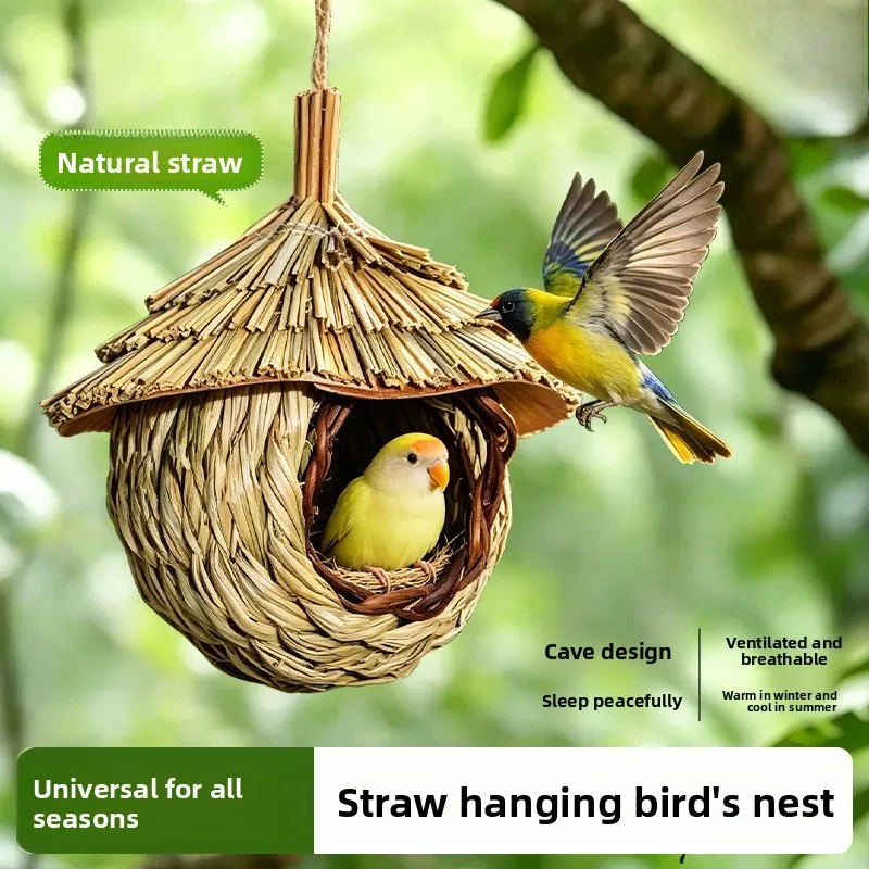 Natural Grass Hanging Bird Nest, Handwoven Summer Cool Hut for Cockatiel Budgie Finch, Breathable Small Parrot Sleeping House
Natural Grass Hanging Bird Nest, Handwoven Summer Cool Hut for Cockatiel Budgie Finch, Breathable Small Parrot Sleeping House