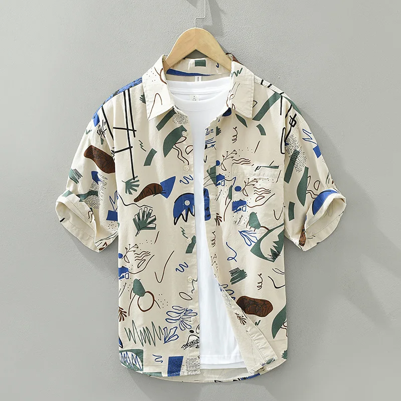Summer New Pure Cotton Printed Japanese Sle Men's ort Sve irt Casual f Sve Jaet Haome And Cool
Summer New Pure Cotton Printed Japanese Sle Men's ort Sve irt Casual f Sve Jaet Haome And Cool