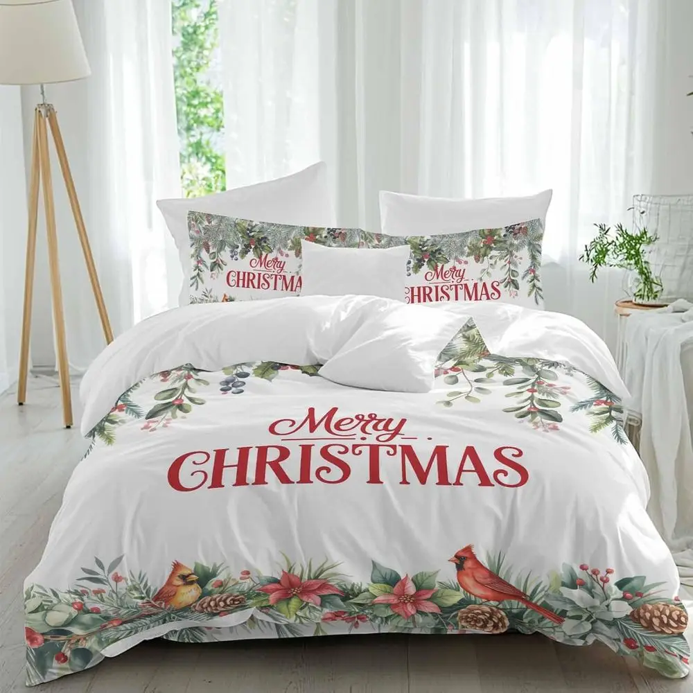Merry Chrisas Sheet Set, Watercolor Pine Needles Holly Poinsettia Cones Bird 4 Pieces Breathable Sot Duvet Cover Set Bedding Coz
Merry Chrisas Sheet Set, Watercolor Pine Needles Holly Poinsettia Cones Bird 4 Pieces Breathable Sot Duvet Cover Set Bedding Coz