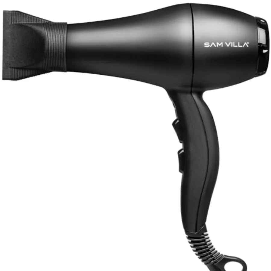 Sam Villa Essential Series Blow Dryer for professional salon use, lightweight plastic body in matte black with ionic technology
Sam Villa Essential Series Blow Dryer for professional salon use, lightweight plastic body in matte black with ionic technology