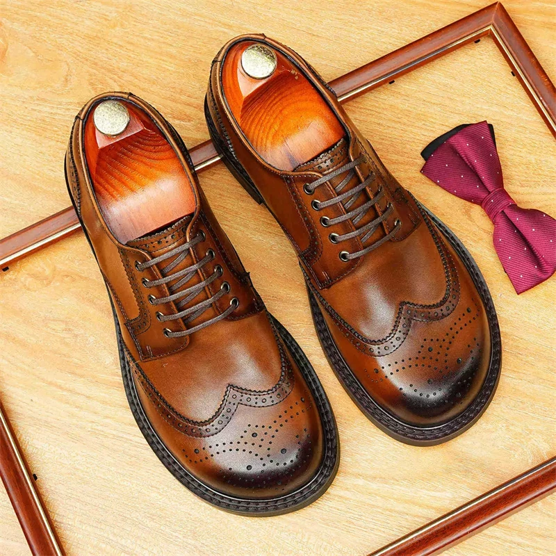 Big Head Leather Brogues Men's Genuine Leather Round Toe Formal Business Oxfords Shoes Event Charm Wedding Footwear Handmade
Big Head Leather Brogues Men's Genuine Leather Round Toe Formal Business Oxfords Shoes Event Charm Wedding Footwear Handmade