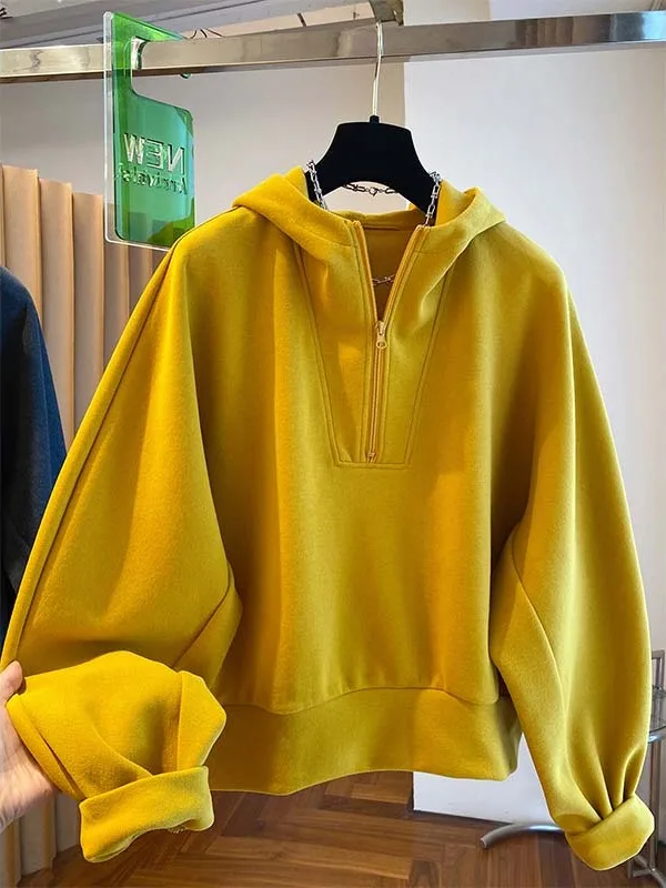 Korean Style Loose Fit Zipper Hoodie Women's Autumn Winter Half Zipper Hooded Sweatshirt Comfortable Casual Long Sleeve Top
Korean Style Loose Fit Zipper Hoodie Women's Autumn Winter Half Zipper Hooded Sweatshirt Comfortable Casual Long Sleeve Top
