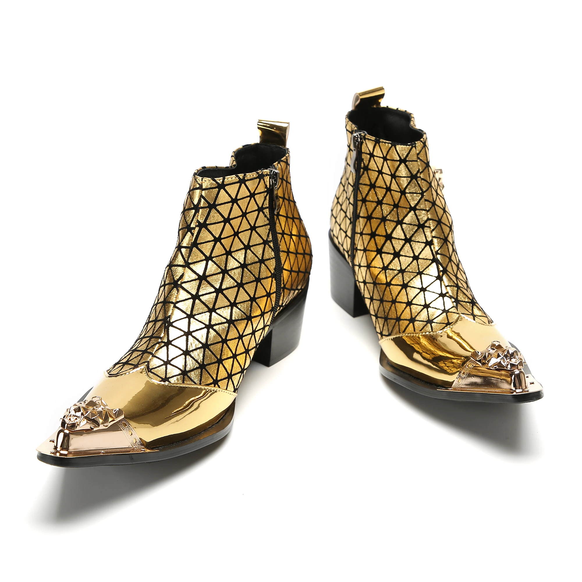 British Gold Real Leather Ankle Boots For Men Iron Pointed Toe Chelsea Cowboy Mens Boots Chunky High Heel zapatos para hombres
British Gold Real Leather Ankle Boots For Men Iron Pointed Toe Chelsea Cowboy Mens Boots Chunky High Heel zapatos para hombres
