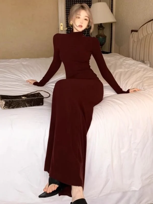 Сексуальное облегающее красное длинное платье с дизайном «рыбий хвост», высокий воротник, базовый слой, облегающее, повседневное женское платье из полиэстера
Сексуальное облегающее красное длинное платье с дизайном «рыбий хвост», высокий воротник, базовый слой, облегающее, повседневное женское платье из полиэстера