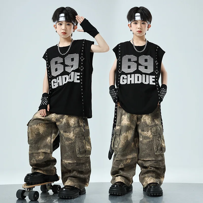 Children's Summer Korean Japanese Fashion Short Sleeve Camouflage Pants Suit Boys Hip Hop Street Dance Performance Cost
Children's Summer Korean Japanese Fashion Short Sleeve Camouflage Pants Suit Boys Hip Hop Street Dance Performance Cost