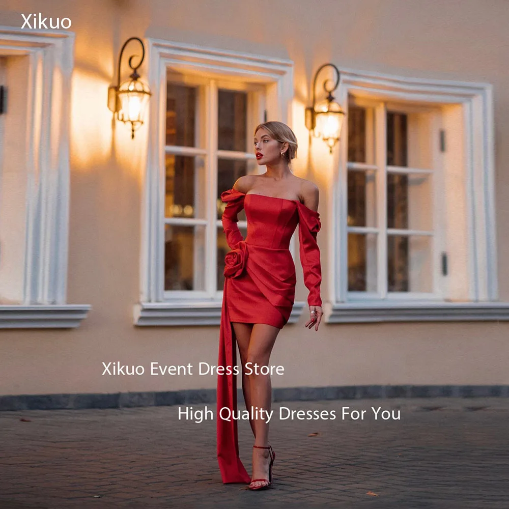 Xikuo Red Off Shoulder Prom Gowns Satin Vibrant Rose Adorned Evening Dresses Above Knee Playful Birthday Party Dress Customized
Xikuo Red Off Shoulder Prom Gowns Satin Vibrant Rose Adorned Evening Dresses Above Knee Playful Birthday Party Dress Customized