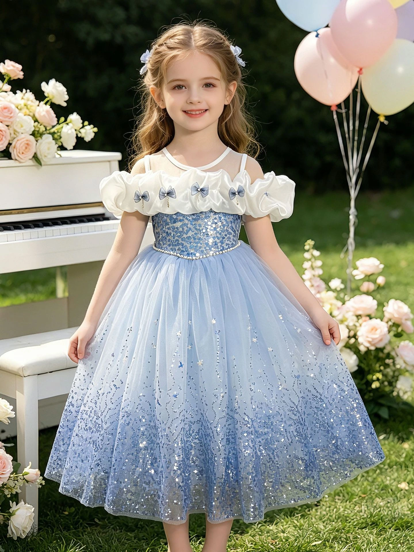 Girls Cinderella Princess Dress Sequin Tulle Off Shoulder Ball Gown Short Sleeves 2-9Y Birthday Party Wedding Halloween Costume
Girls Cinderella Princess Dress Sequin Tulle Off Shoulder Ball Gown Short Sleeves 2-9Y Birthday Party Wedding Halloween Costume